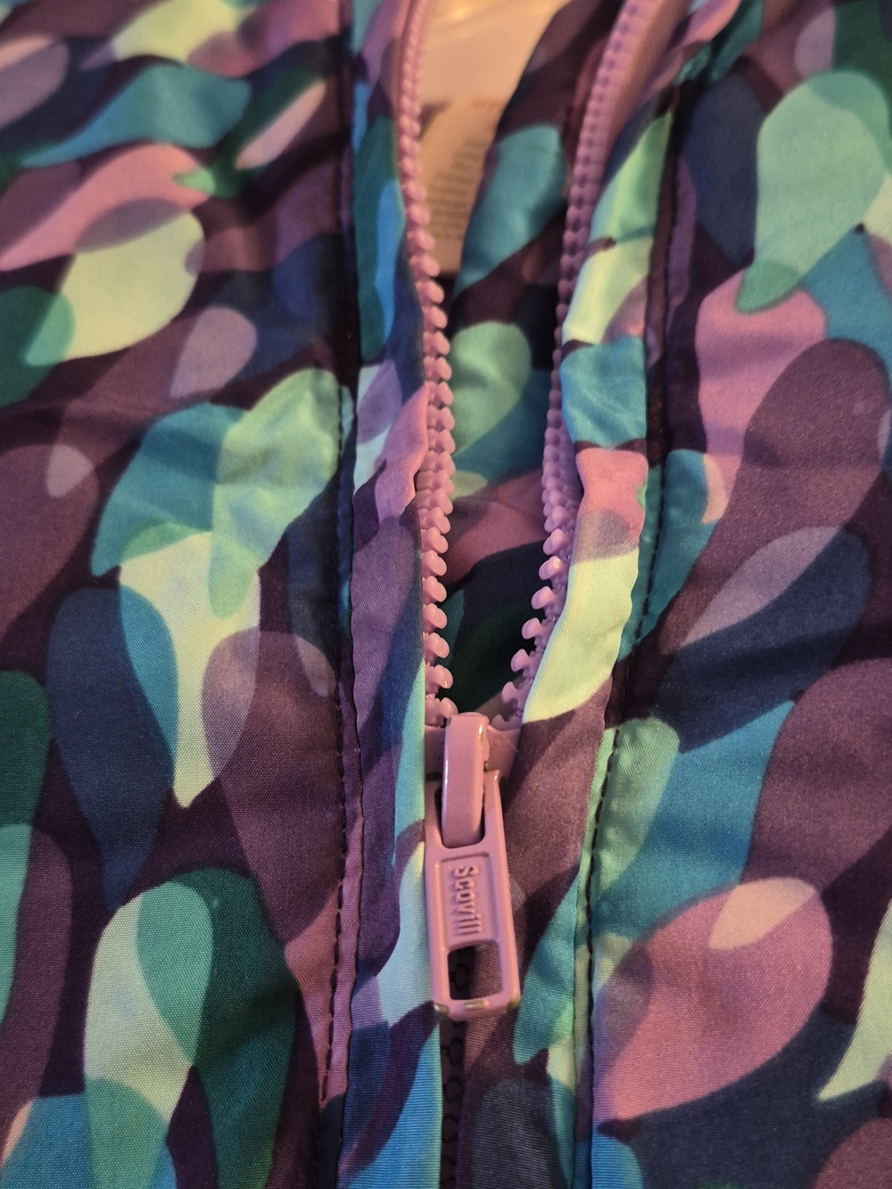 Gymboree Teal & Purple Patterned Puffer Jacket - Picture 5 of 7